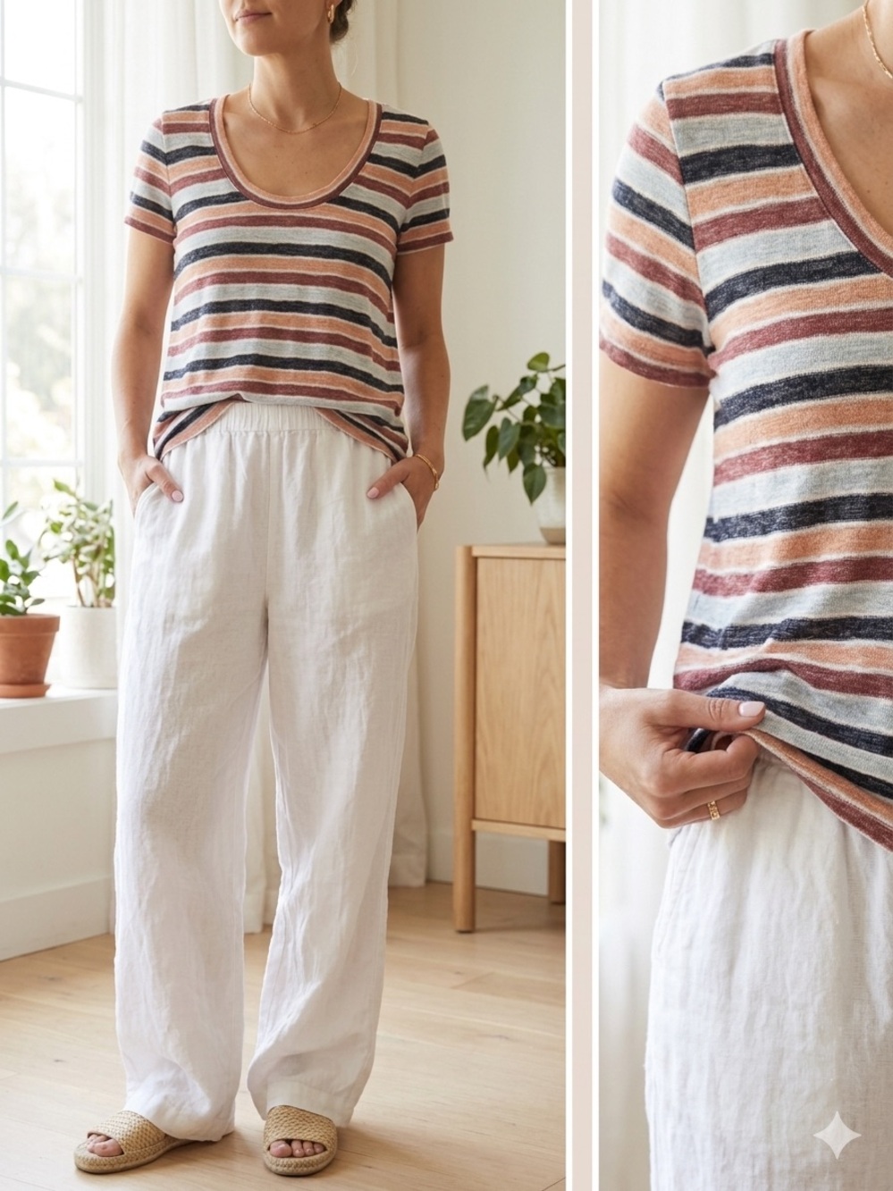 Madewell Wide Leg Linen Pants in White